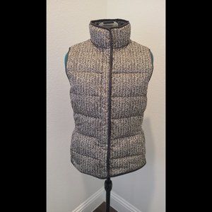 Banana Republic Brown Houndstooth Snap Button Down Filled Quilted Puffer Vest